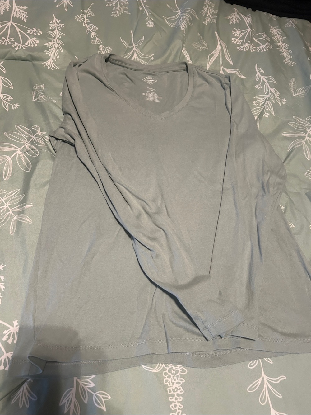 St. John's Bay Women's Long Sleeve V-Neck Top - Sage Green